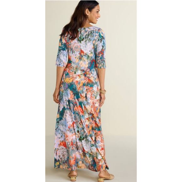 Soft Surroundings Nanette Soft Maxi Dress in Multi-Orange Size Small - Picture 3 of 13